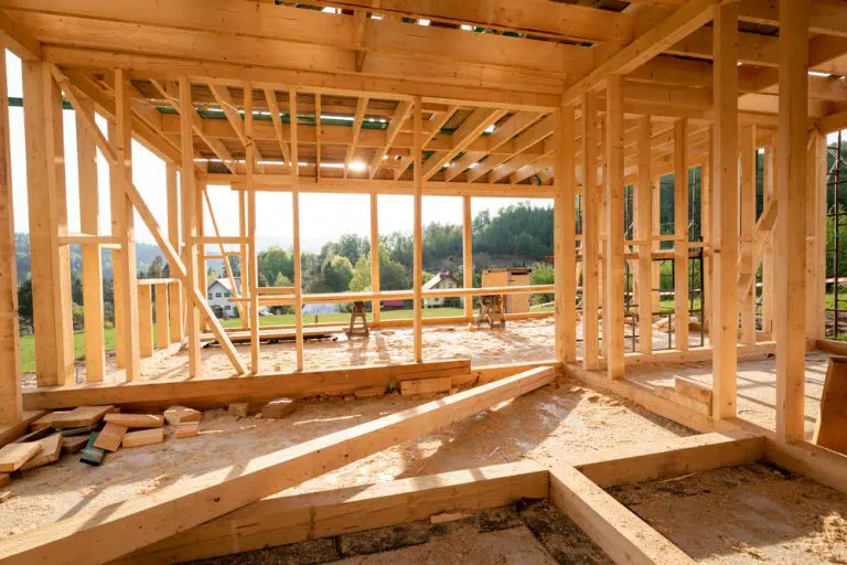 Timber framing stage of a new home build in Australia