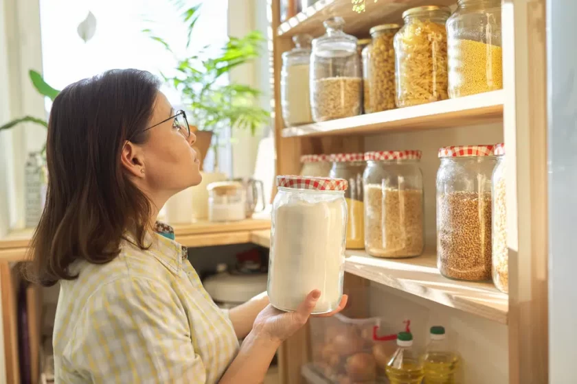 food storage wooden shelf pantry grain